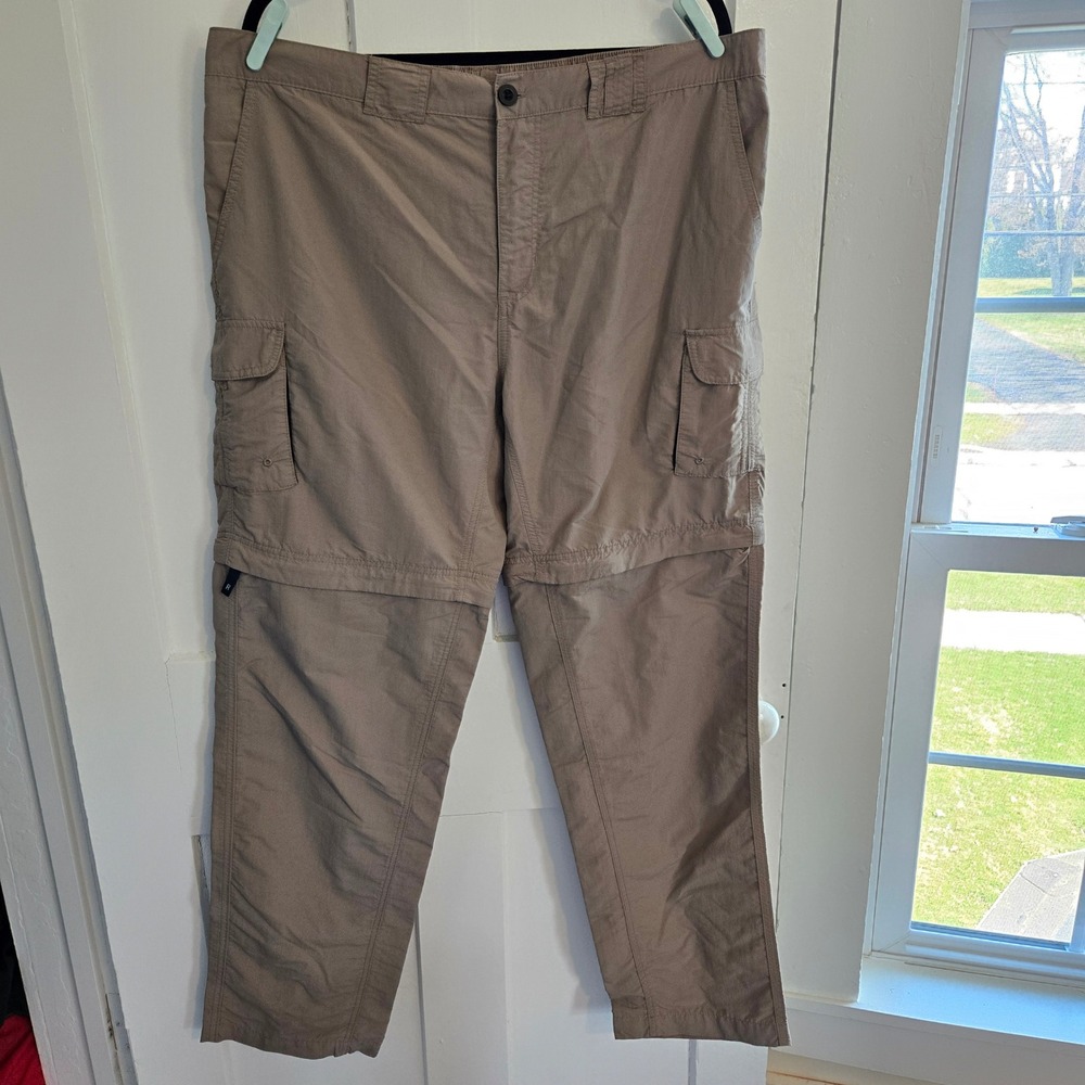 Swiss Alps Convertible Cargo Hiking Pants, Mens XL,‎ Tan Beige, Zip Off Shorts